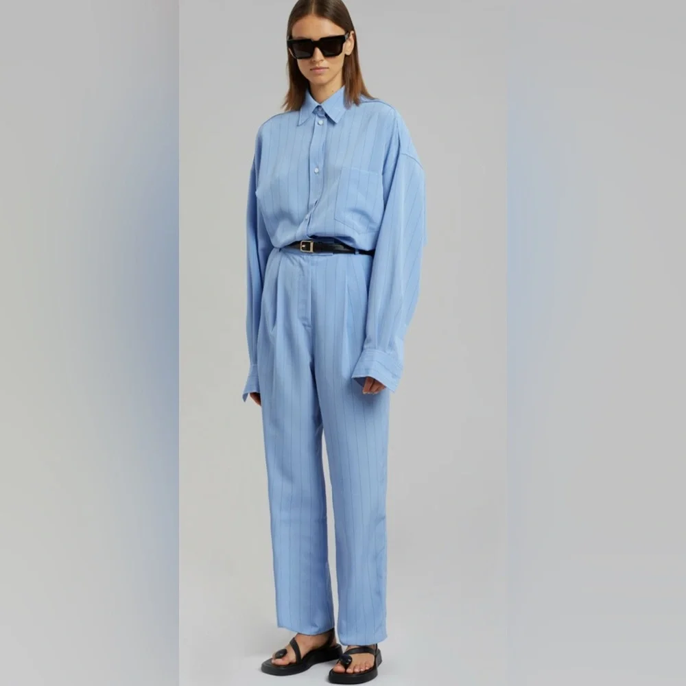 The Frankie Shop Bea Fluid Stripe Suit Pants – Powder Blue size XSmall - Picture 5 of 11